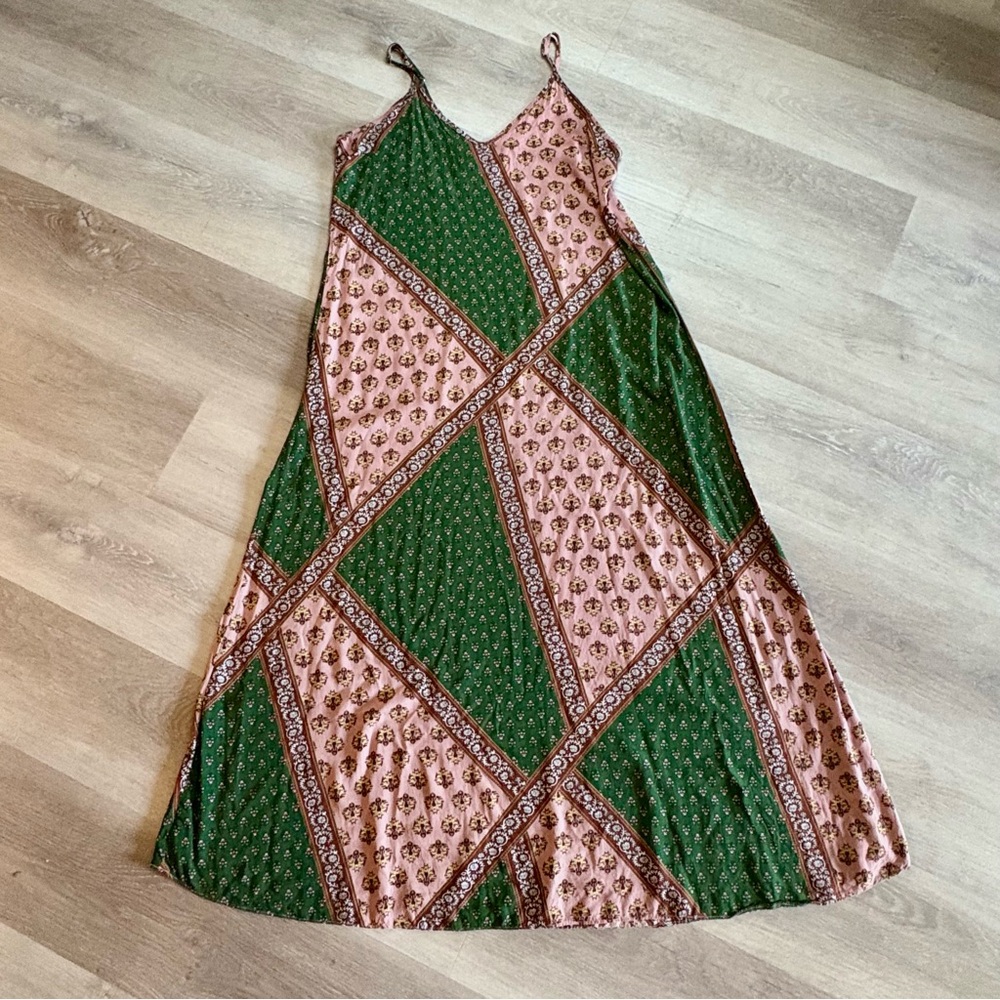 NATURAL LIFE Green and Pink Patchwork Maxi Dress - Picture 10 of 13